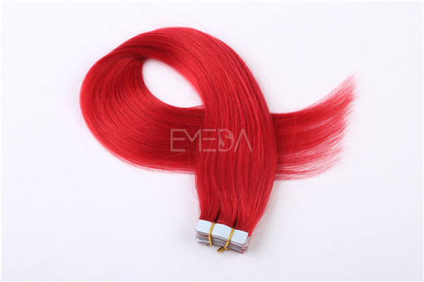 Cherry red Indian temple hair tape hair extensions  ZJ0051